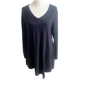 Lori By Lori Goldstein Assymetrical Tunic Sweater Cotton Cashmere Large Black